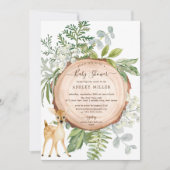 Rustic Wood Sweet Deer Baby shower Kaart (Voorkant)