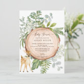 Rustic Wood Sweet Deer Baby shower Kaart (Staand voorkant)