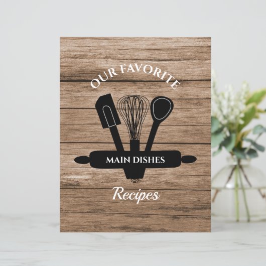 Rustic Wood Tabbed Recipe Cookbook Divider (Staand voorkant)