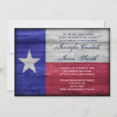 Rustic Wood Texas Flag Wedding Invitations Kaart (Voorkant)