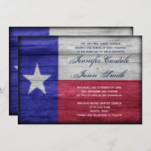 Rustic Wood Texas Flag Wedding Invitations Kaart (Voorkant / Achterkant)