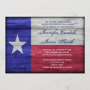 Rustic Wood Texas Flag Wedding Invitations Kaart