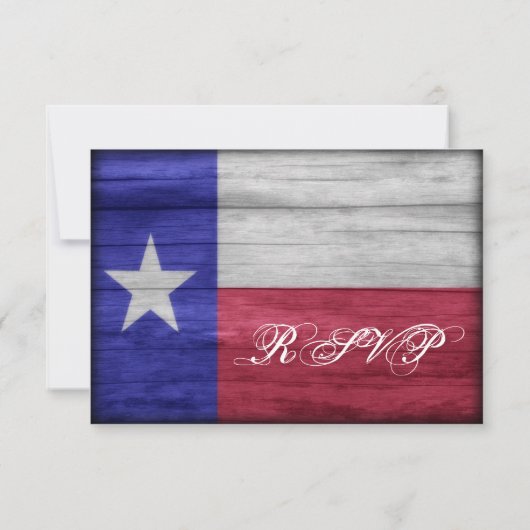 Rustic Wood Texas Flag Wedding RSVP-kaarten RSVP Kaartje (Achterkant)