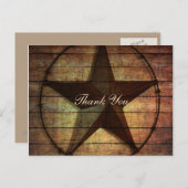 Rustic Wood Texas Star westerne bruiloft Dank u Briefkaart (Voorkant / Achterkant)