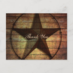 Rustic Wood Texas Star westerne bruiloft Dank u Briefkaart