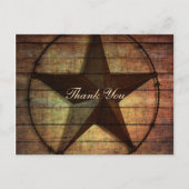 Rustic Wood Texas Star westerne bruiloft Dank u Briefkaart (Voorkant)