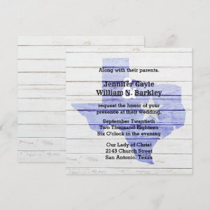 Rustic Wood Texas State Wedding Invitation Kaart
