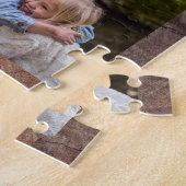 Rustic Wood Texture 12 Photo Collage Family Legpuzzel (Zijkant)