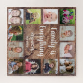 Rustic Wood Texture 12 Photo Collage Family Legpuzzel (Horizontaal)