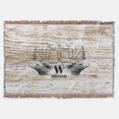 Rustic Wood Texture Deer Forest Monogram Deken (Voorkant)