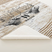 Rustic Wood Texture Deer Forest Monogram Sherpa Deken (3/4)