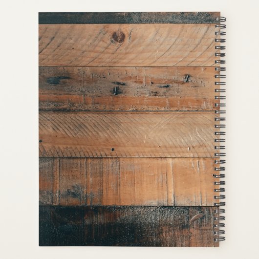 Rustic Wood Texture & Deer Monogram Planner (Achterkant)