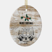 Rustic Wood Texture Deer Woodland Christmas Keramisch Ornament (Rechts)