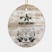 Rustic Wood Texture Deer Woodland Christmas Keramisch Ornament (Links)