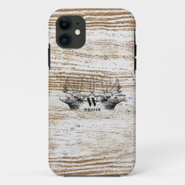 Rustic Wood Texture Deer Woodland Monogram Case-Mate iPhone Case