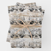 Rustic Wood Texture Deer Woodland Monogram Inpakpapier Vel (In situ)