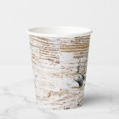 Rustic Wood Texture Deer Woodland Monogram Papieren Bekers (Rechts)