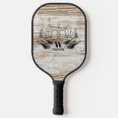 Rustic Wood Texture Deer Woodland Monogram Pickleball Paddle (Achterkant)