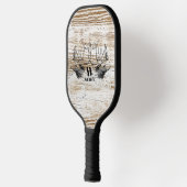 Rustic Wood Texture Deer Woodland Monogram Pickleball Paddle (Links)