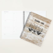Rustic Wood Texture Deer Woodland Monogram Planner (Display)