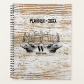 Rustic Wood Texture Deer Woodland Monogram Planner (Voorkant)