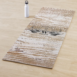 Rustic Wood Texture Deer Woodland Monogram Yogamat
