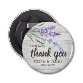 Rustic Wood Texture Lavender Weddenschap Button Flesopener (Voorkant)