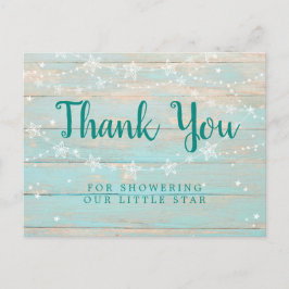 Rustic Wood Texture String Stars Dank u Briefkaart