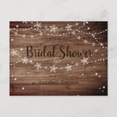 Rustic Wood Texture String Stars Vrijgezellenfeest Uitnodiging Briefkaart (Voorkant)