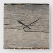 Rustic Wood Texture Vierkante Klok (Voorkant)