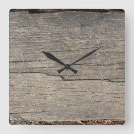 Rustic Wood Texture Vierkante Klok