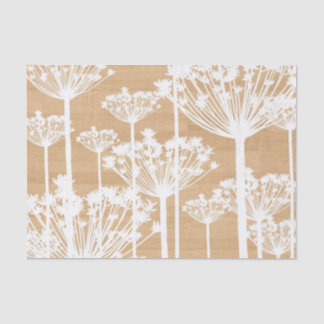 Rustic Wood textuur met White Dandelion Pattern Tissuepapier