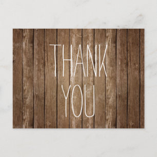 Rustic Wood Thank You Post Card Briefkaart