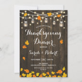 Rustic Wood Thanksgiving Dinner Kaart (Voorkant)