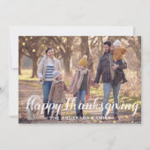 Rustic Wood Thanksgiving Familiefoto Feestdagenkaart (Voorkant)