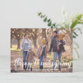 Rustic Wood Thanksgiving Familiefoto Feestdagenkaart (Staand voorkant)