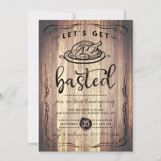 Rustic Wood Thanksgiving Kaart (Voorkant)