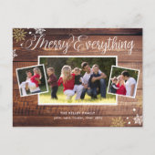Rustic Wood Three Photo Holiday Briefkaart (Voorkant)