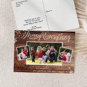Rustic Wood Three Photo Holiday Briefkaart