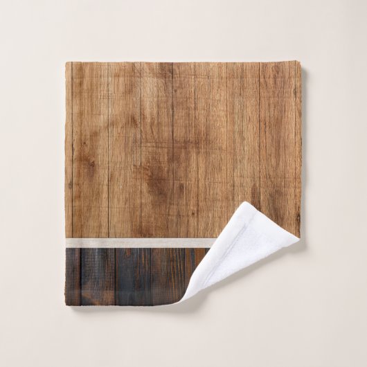 Rustic Wood Tone American Flag Horizontal Bad Handdoek (Wasdoekje)