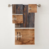 Rustic Wood Tone Business Logo Bad Handdoek (Insitu)