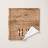 Rustic Wood Tone Business Logo Bad Handdoek (Wasdoekje)