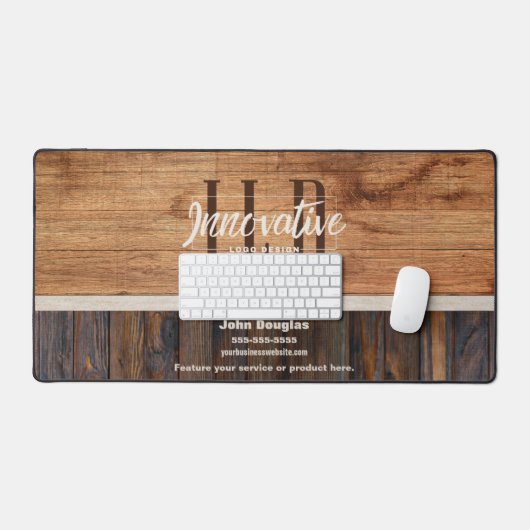 Rustic Wood Tone Business Logo Bureaumat (Keyboard & Muis)