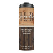 Rustic Wood Tone Business Logo Thermal Tumbler Thermosbeker (Voorkant)