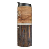 Rustic Wood Tone Business Logo Thermal Tumbler Thermosbeker (Geroteerd rechts)