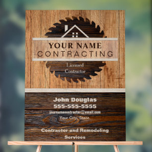 Rustic Wood Tone Contractor Logo Acryl Bord