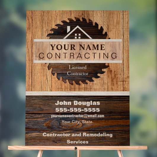 Rustic Wood Tone Contractor Logo Acryl Bord (Neutraal)