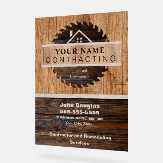 Rustic Wood Tone Contractor Logo Acryl Bord (Hoek)