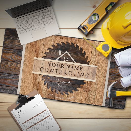 Rustic Wood Tone Contractor Logo Bureaumat