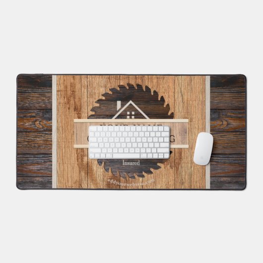 Rustic Wood Tone Contractor Logo Bureaumat (Keyboard & Muis)